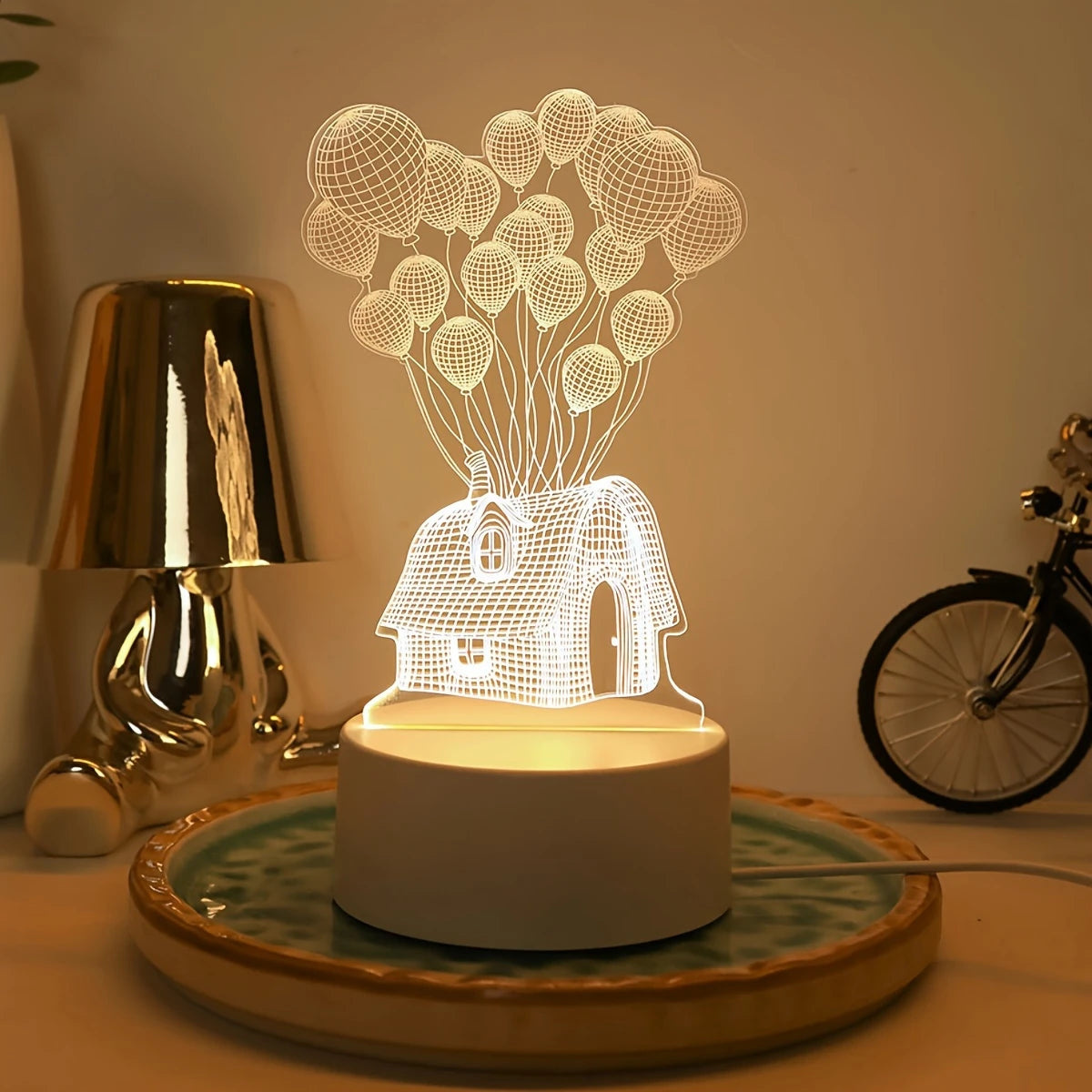 Modern 3D Romantic Balloon House LED Night Light